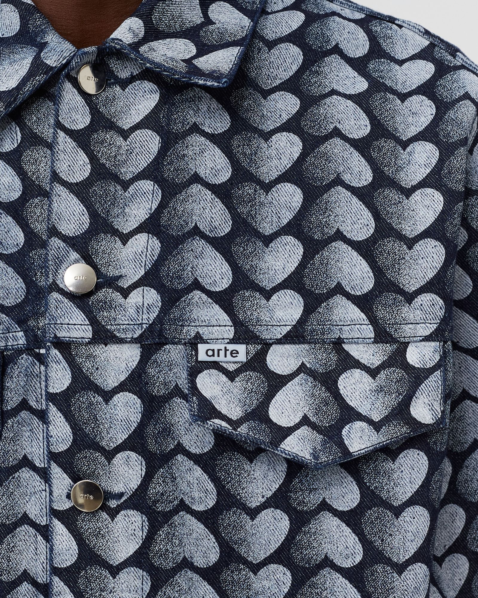 Allover Heart Denim Jacket