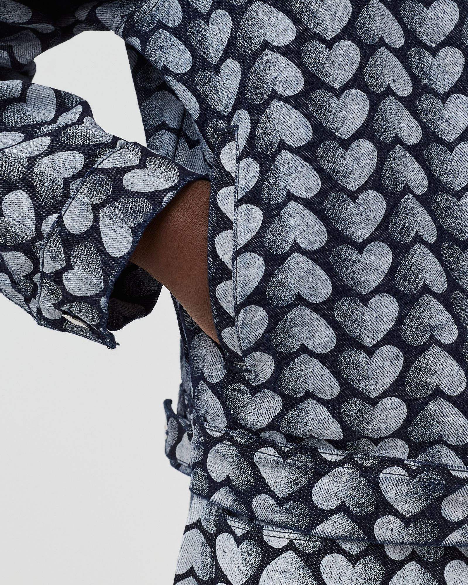 Allover Heart Denim Jacket