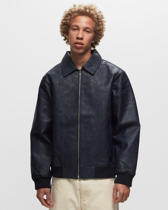 Arte Antwerp All Embroidery Leather Jacket Blue - navy