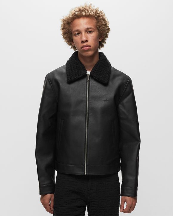 Arte Antwerp Jasper Basic Collar Leather Jacket Black - black