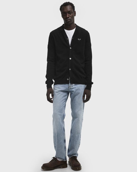 Thumbnail - V-NECK CARDIGAN BLACK EMBLEM KNIT