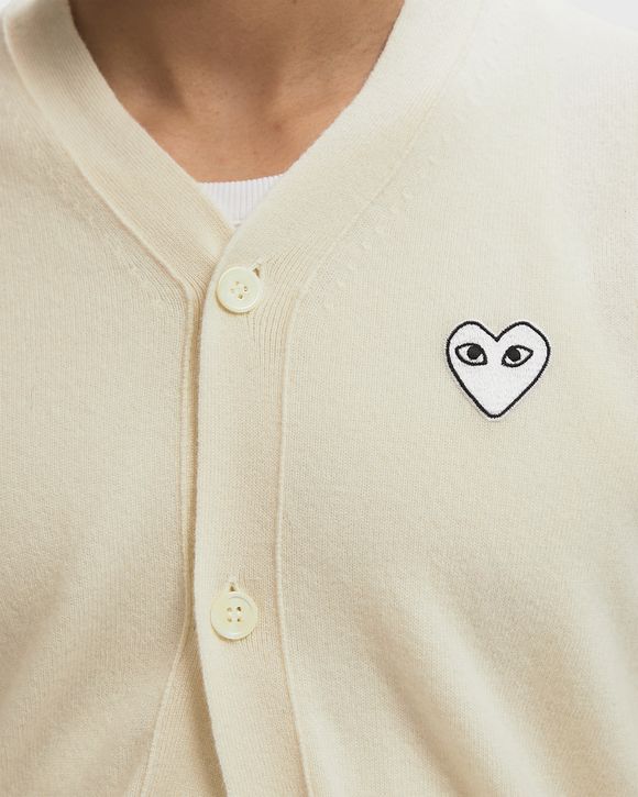 V-NECK CARDIGAN WHITE EMBLEM KNIT