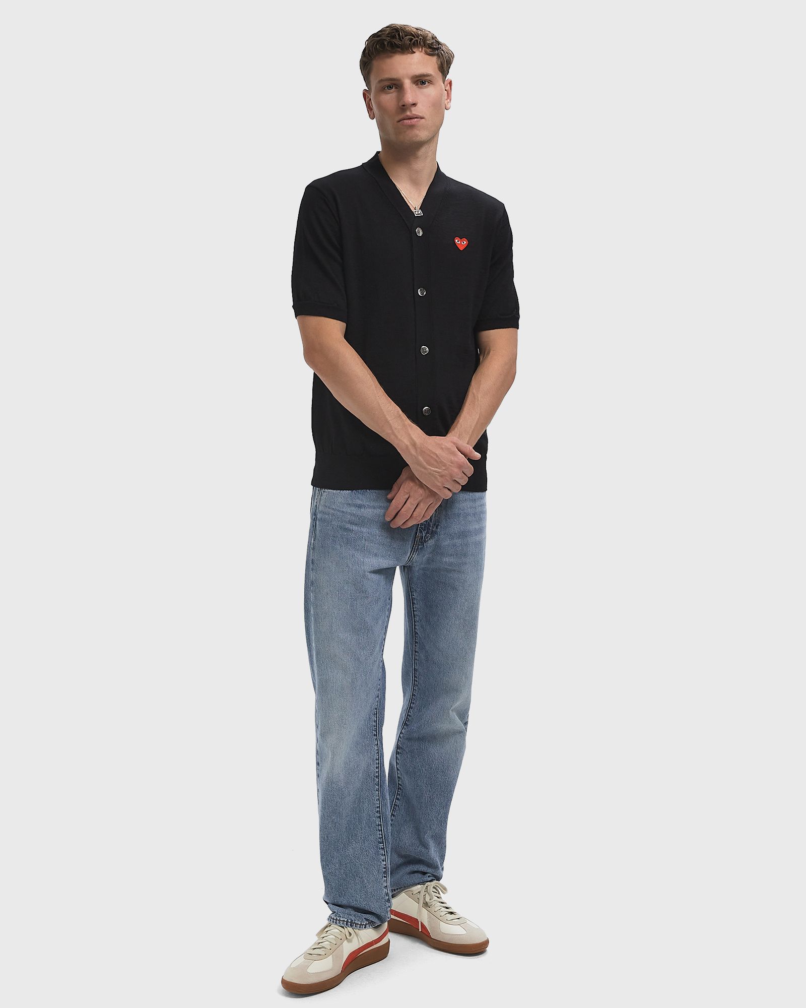 V-NECK CARDIGAN RED EMBLEM KNIT