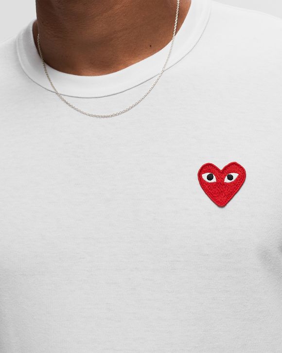 Comme des Garcons Play T SHIRT RED EMBLEM KNIT White BSTN Store