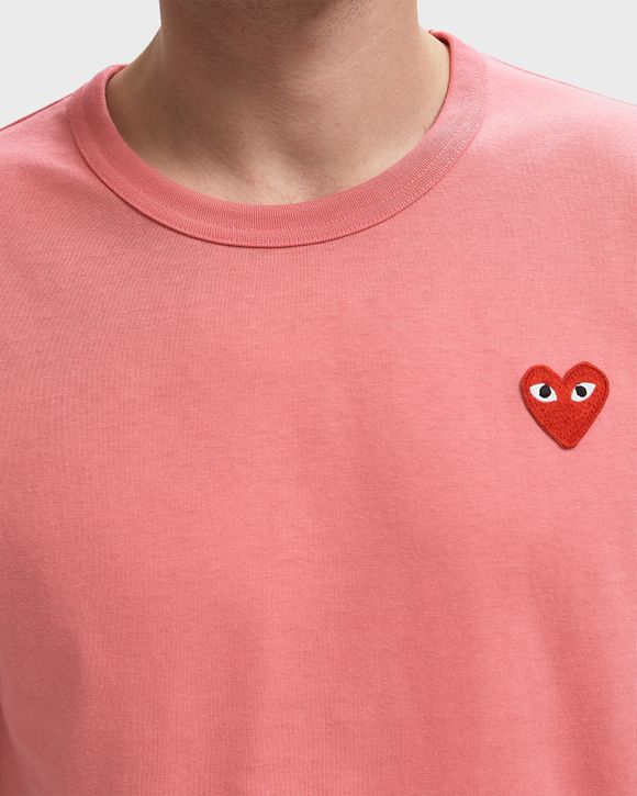 COMME des GARCONS☆ユニセックスピンクハートTシャツ プレイ コムデギャルソン ピンク プリント ハート 半袖Tシャツ