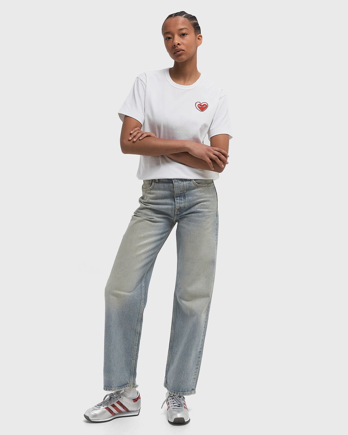 Comme des Garçons Play METALSTONE HEART EMBLEM TEE White Comme des Garçons Play METALSTONE HEART EMBLEM TEE White