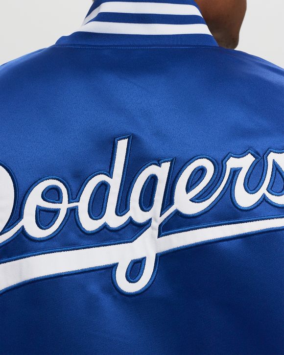 Los Angeles Dodgers Mens Jacket Pullover Mitchell & Ness Outline Satin Blue