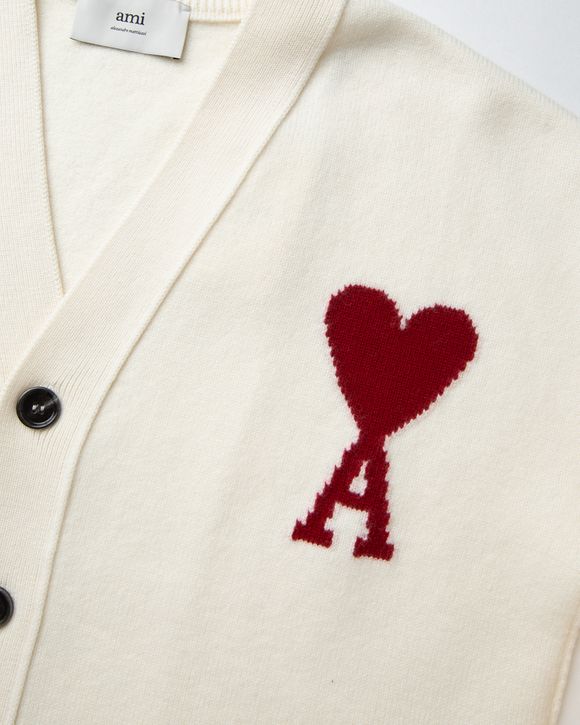 【AMI PARIS】RED ADC SWEATER◆BFHKS111KN0025 AMI Paris BOXY RED ADC CARDIGAN Beige | BSTN Store