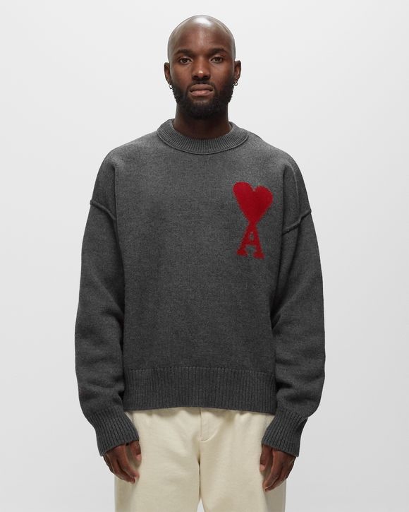 AMI Paris RED AMI DE COEUR SWEATER Grey | BSTN Store