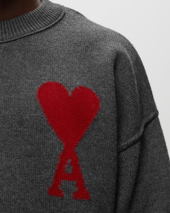 AMI Paris RED AMI DE COEUR SWEATER Grey | BSTN Store