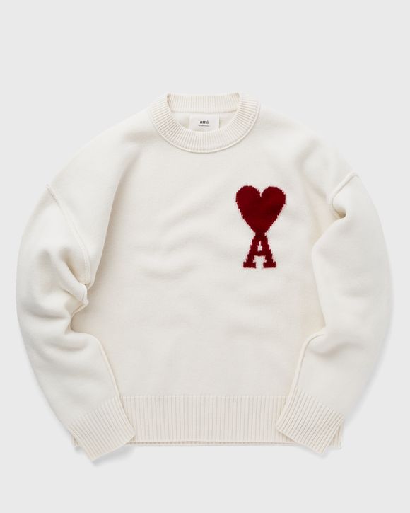 AMI Paris RED AMI DE COEUR SWEATER White - OFF-WHITE/RED