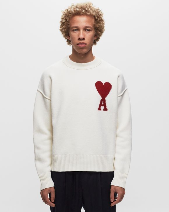 AMI Paris RED AMI DE COEUR SWEATER White - OFF-WHITE/RED