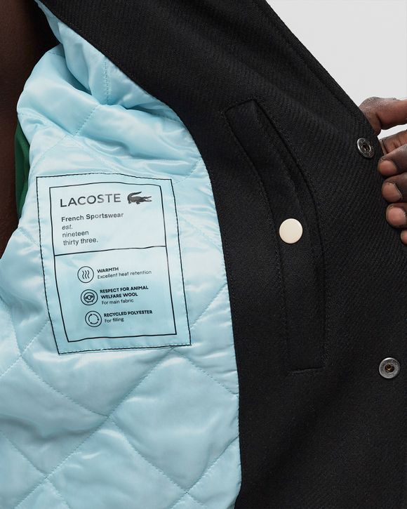 Lacoste Men s Premium Wool Varsity Jacket Black BSTN Store