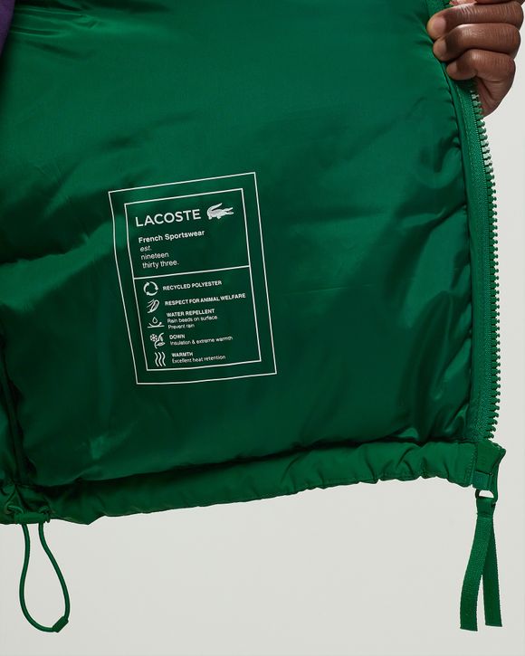 Lacoste green puffer on sale jacket