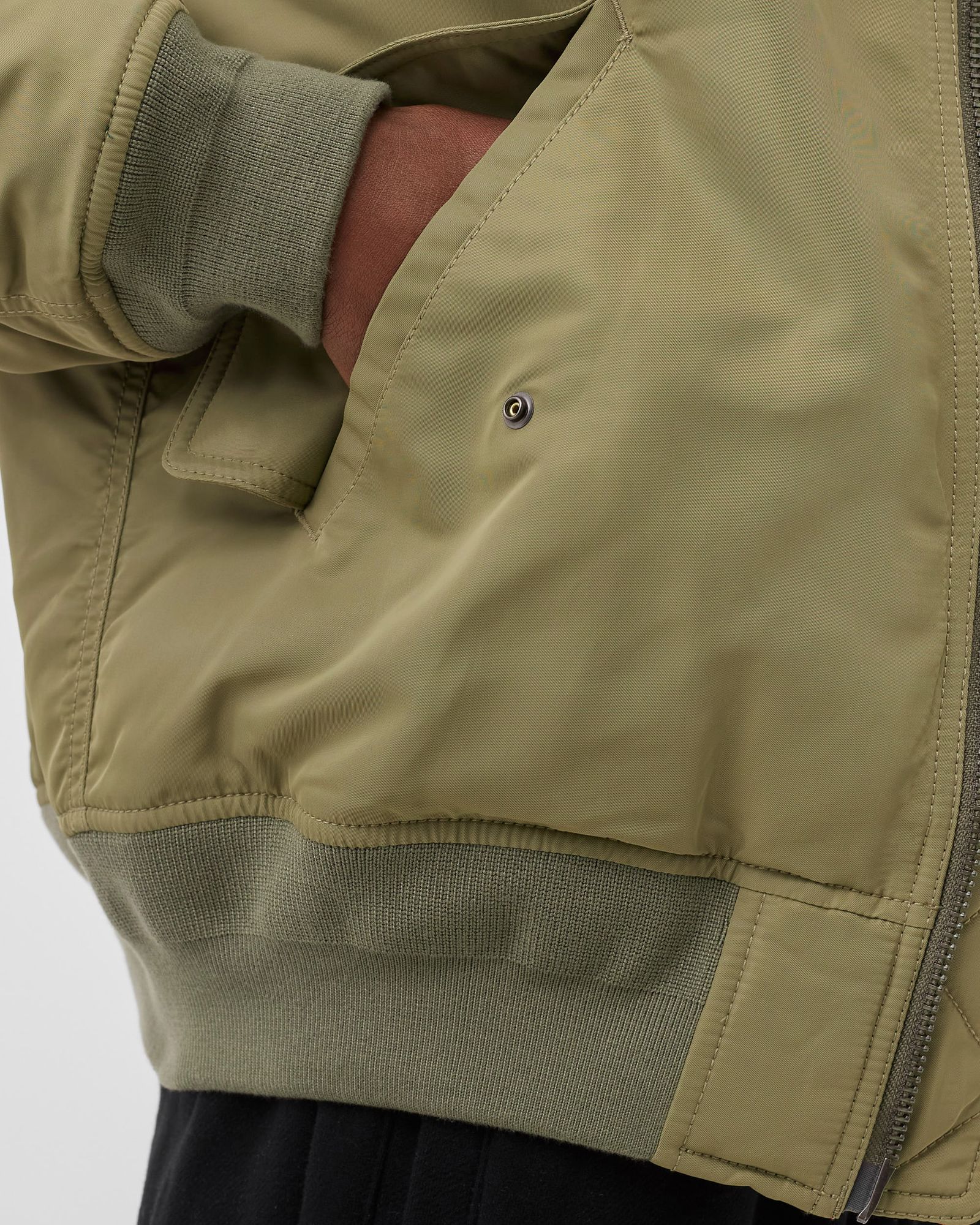 Bimaterial Quilted Zip Bomber Jacket