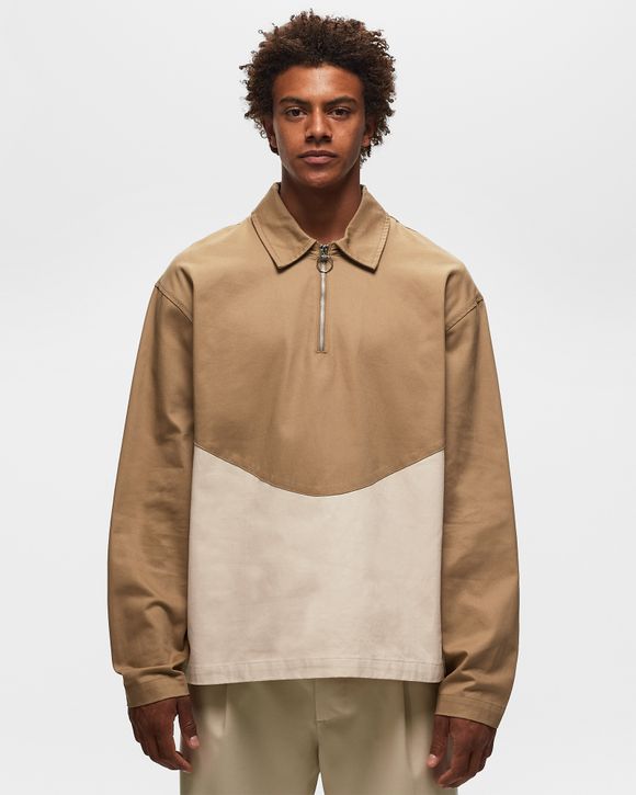 BSTN Brand TWO-TONE HALFZIP SHIRT Brown/Beige