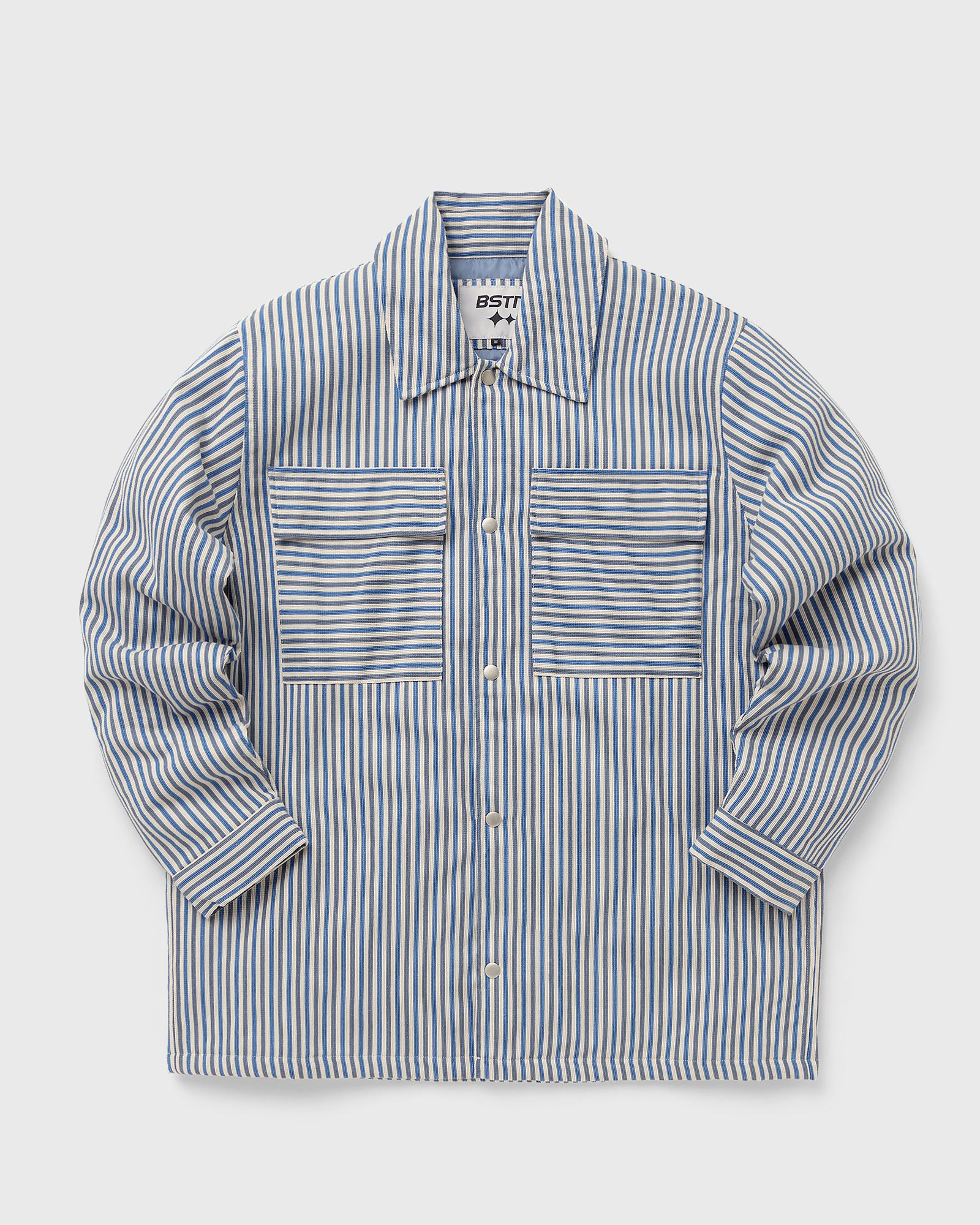 BSTN Brand - padded striped overshirt men overshirts blue in größe:xl