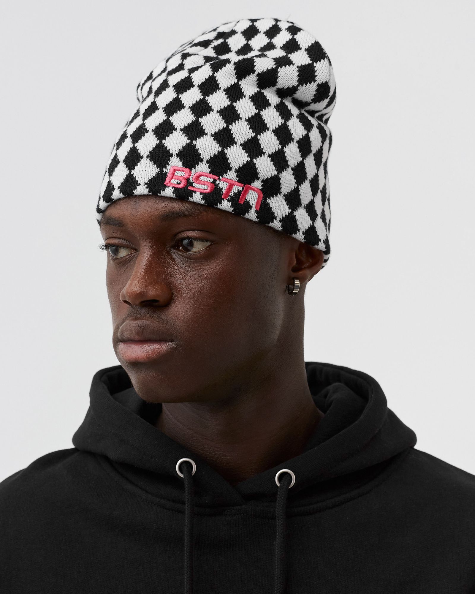 Diamond-Check Skully Beanie