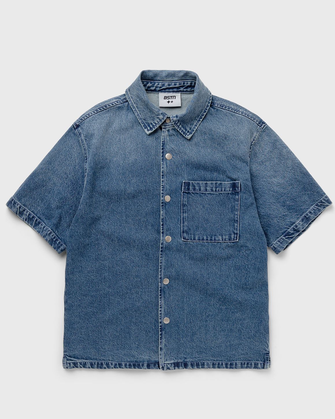 【TWN】23SS★ High Washing Denim Short Sleeve Shirt Amazon.com: Men's Blue Denim Shirt Short-Sleeved Cotton