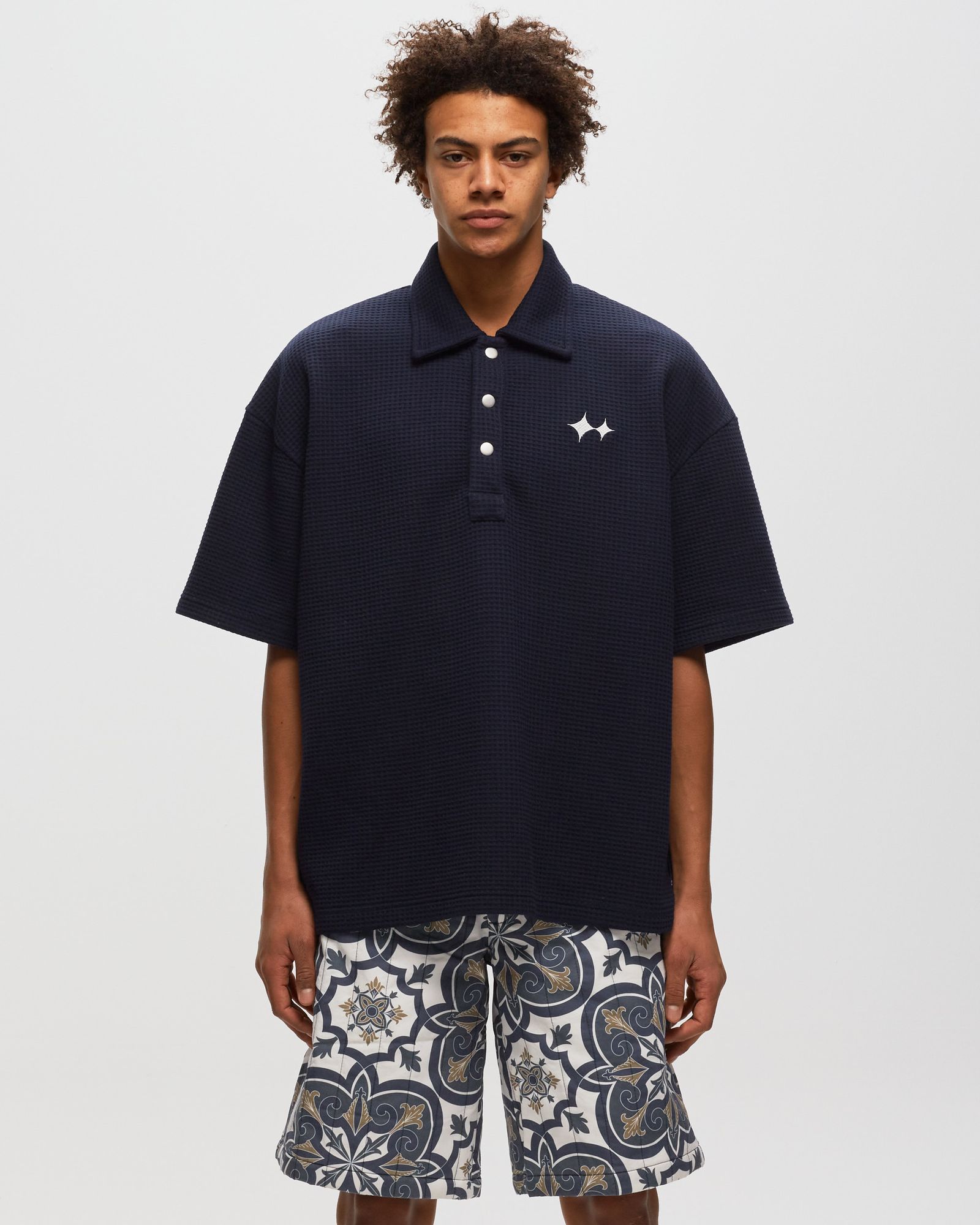 Oversized Waffle Polo Shirt