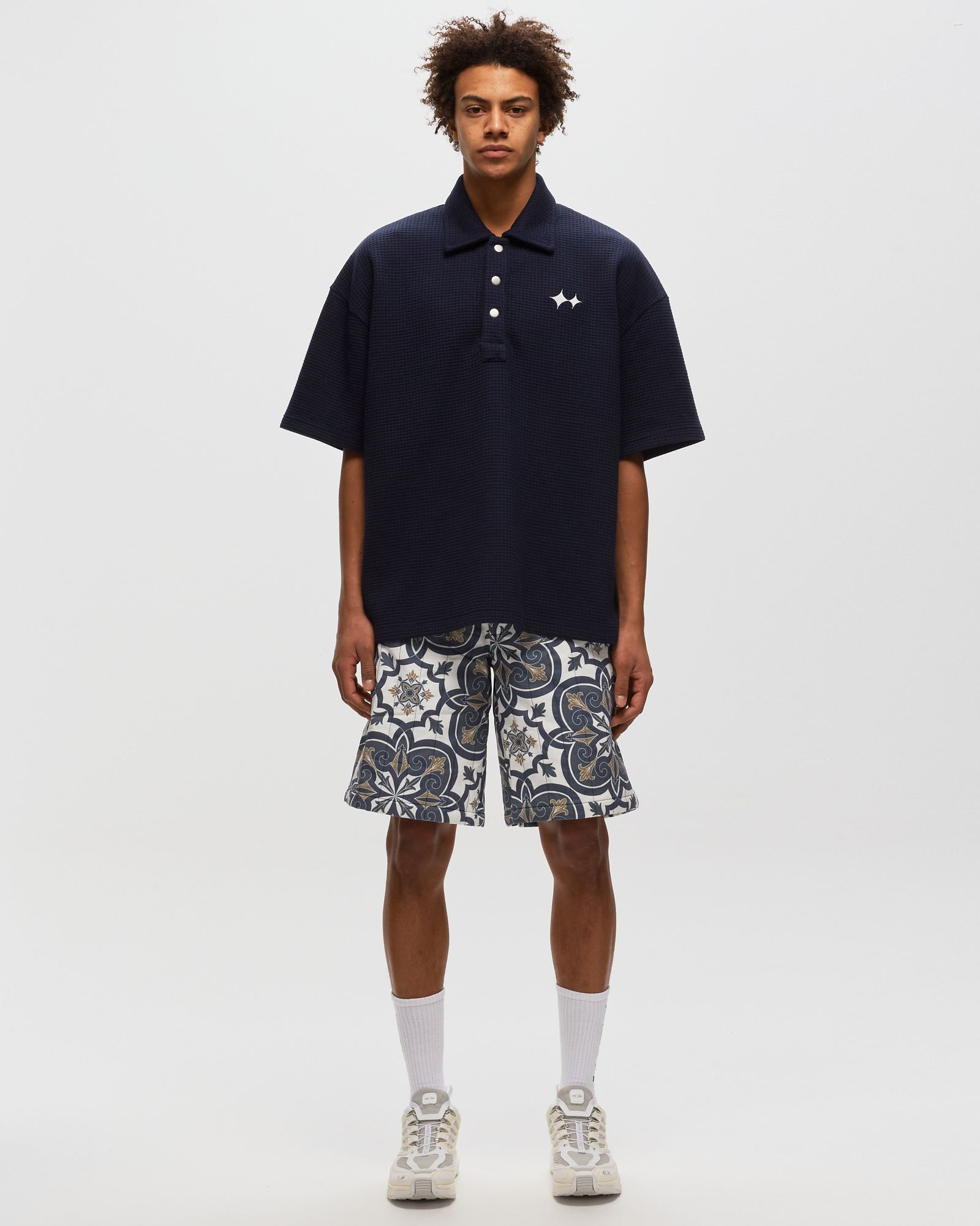 Oversized Waffle Polo Shirt