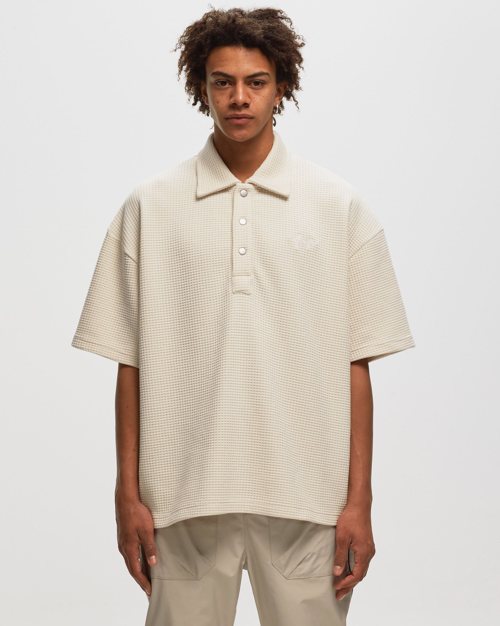 Oversized Waffle Polo Shirt