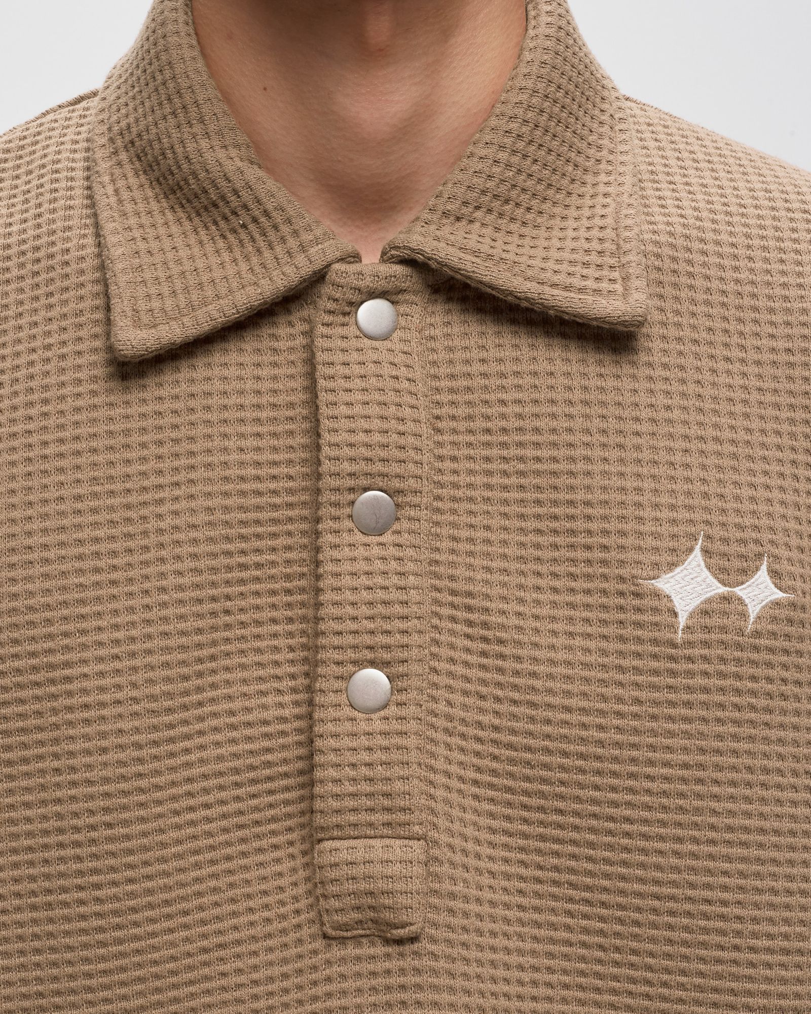 Oversized Waffle Polo Shirt