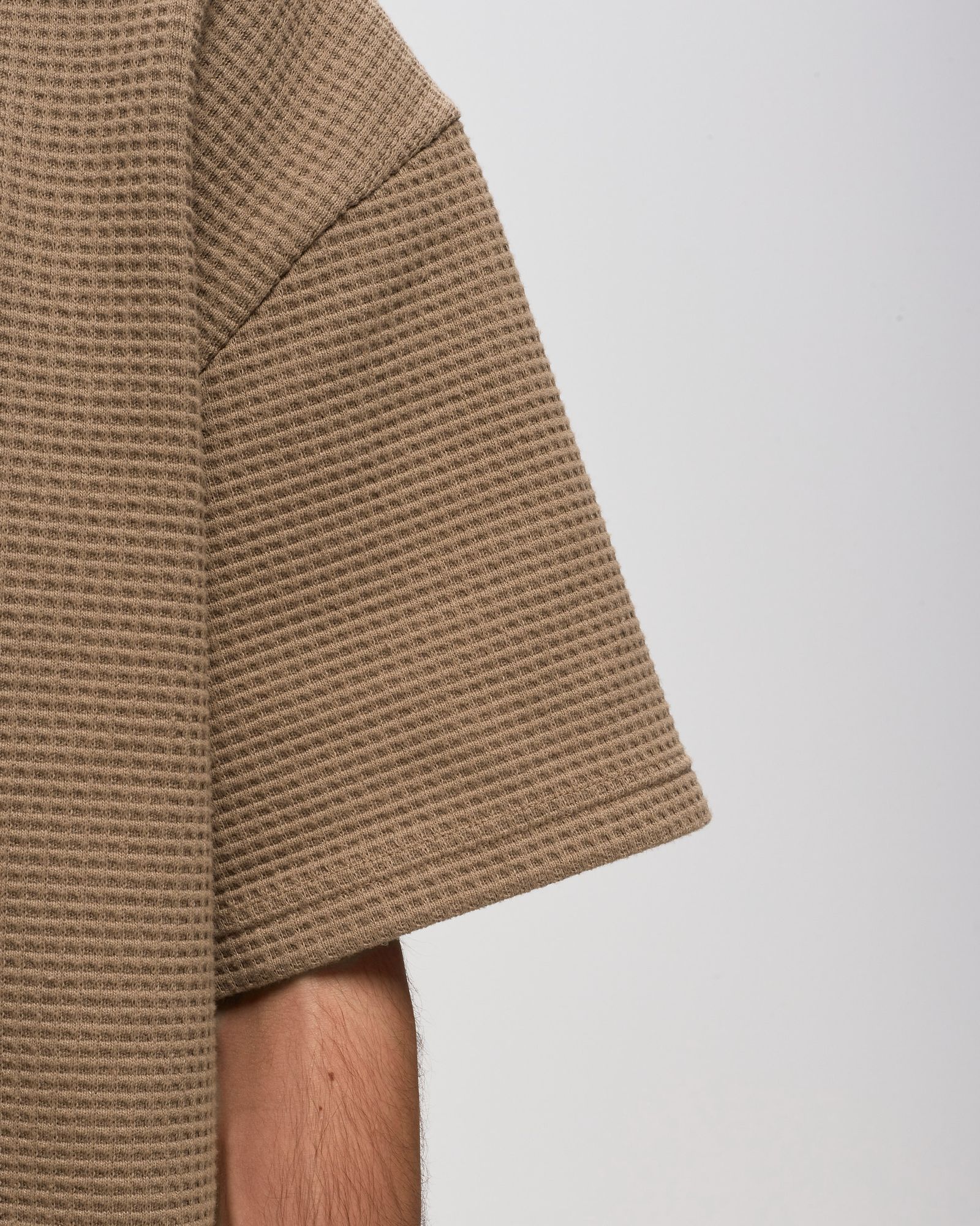 Oversized Waffle Polo Shirt