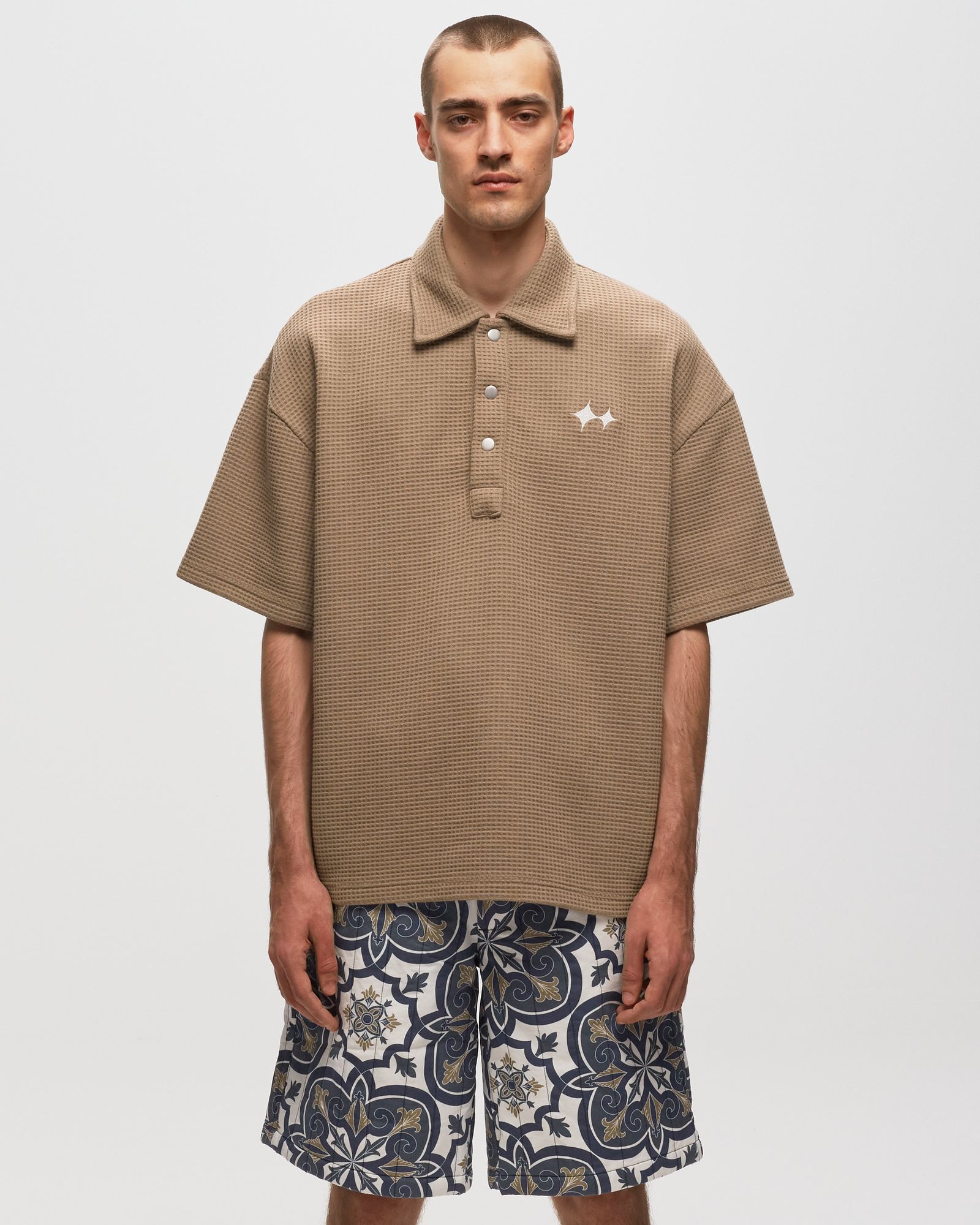 Oversized Waffle Polo Shirt