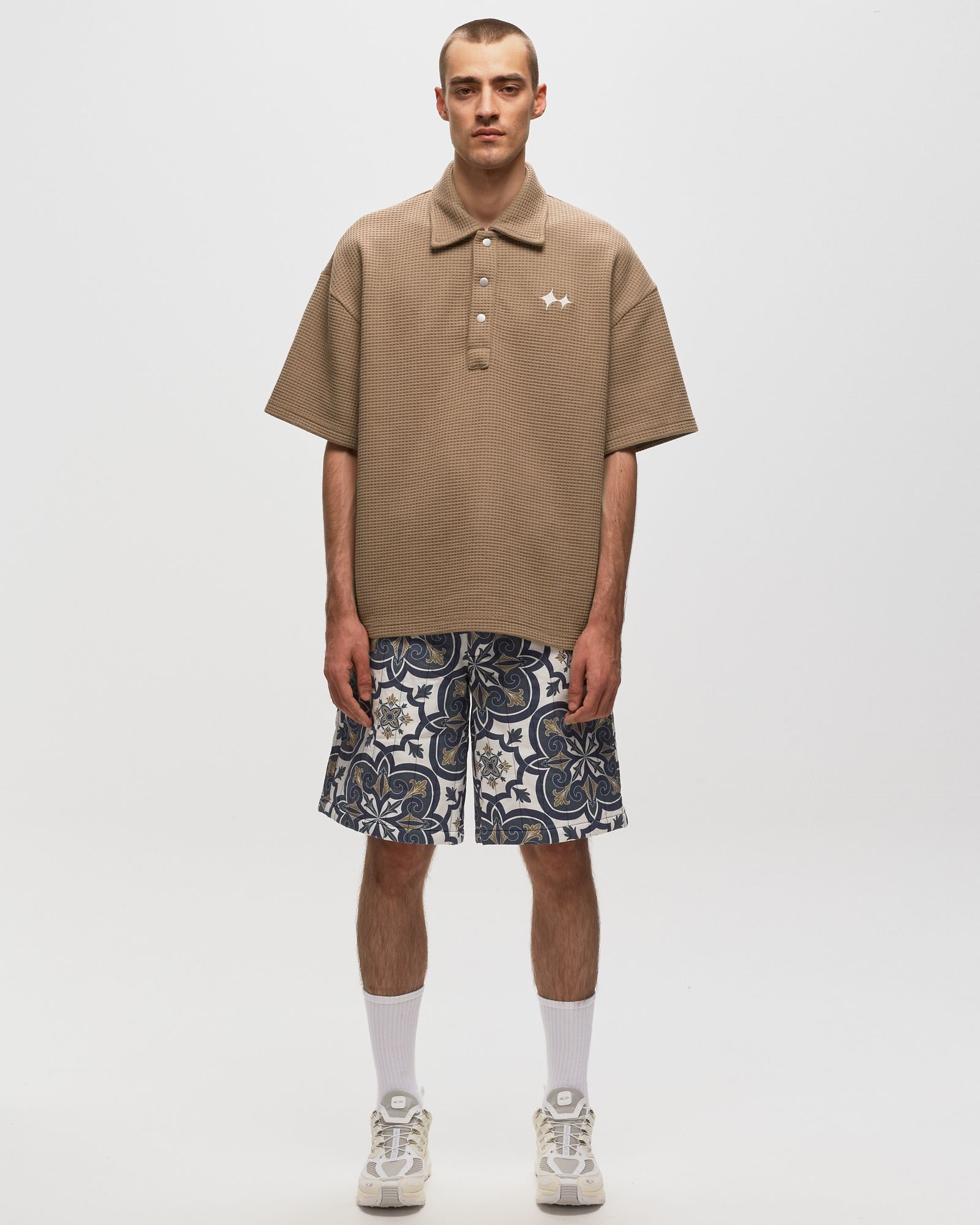 Oversized Waffle Polo Shirt