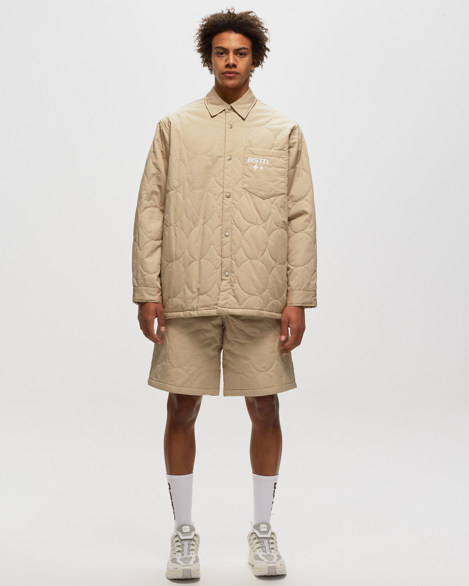 Logo Pattern Quilted Overshirt