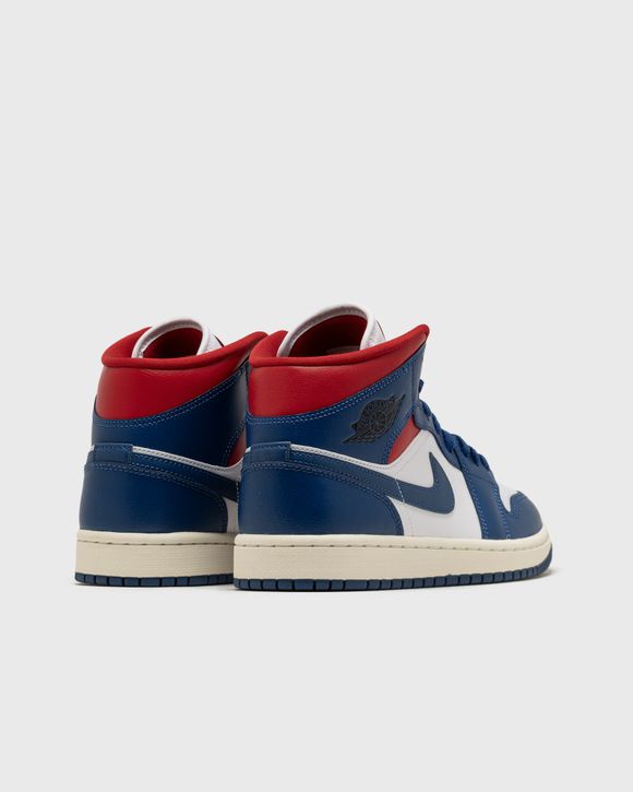 Air Jordan 1 Mid White French Blue Gym Red (W) Raffles and Release Date