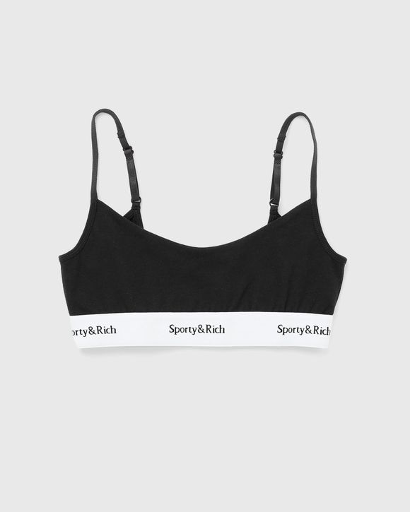 Sporty & Rich Serif Logo Bralette Black