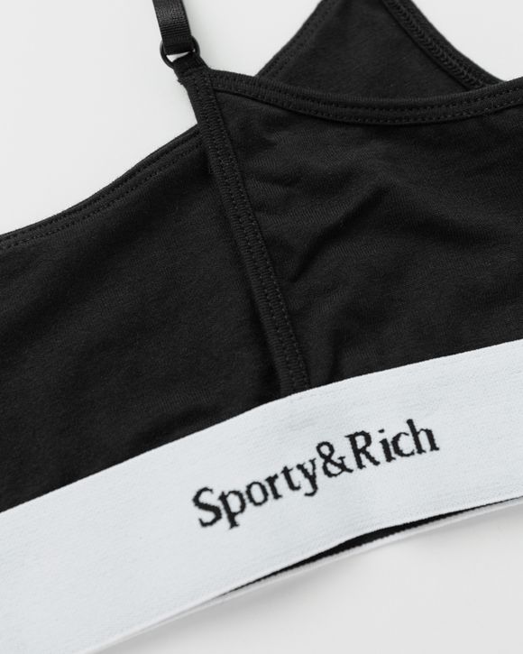 Sporty & Rich Serif Logo Bralette Black - Black