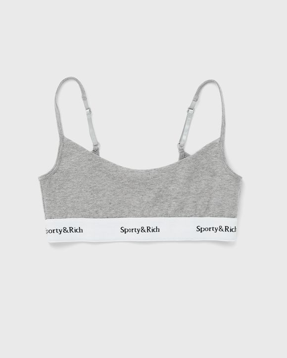 Sporty & Rich Serif Logo Bralette Grey - Heather Gray