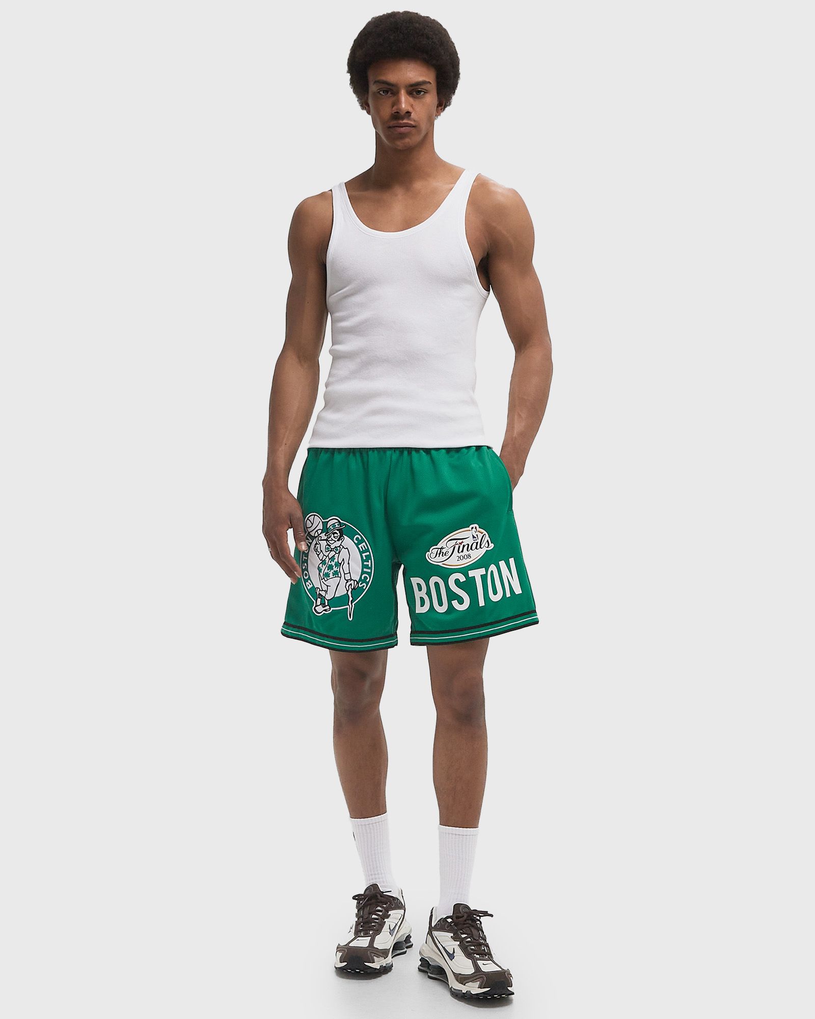 NBA TEAM ORIGINS 7IN MESH SHORTS VINTAGE LOGO BOSTON CELTICS