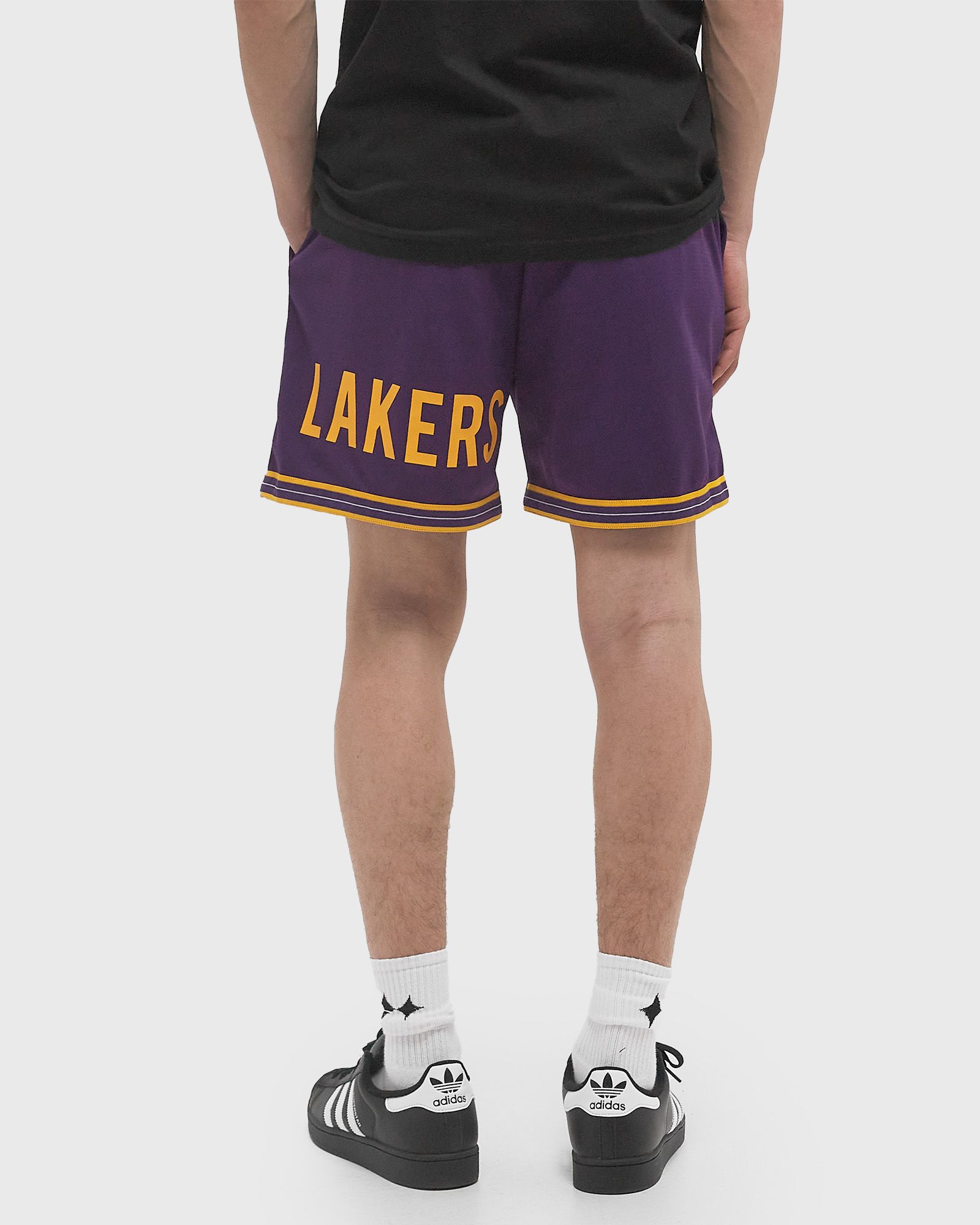 NBA TEAM ORIGINS 7IN MESH SHORTS VINTAGE LOGO LOS ANGELES LAKERS