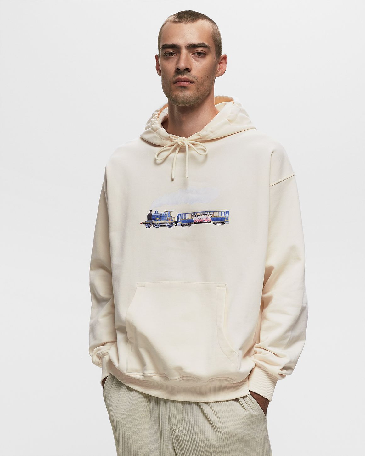 パーカー・フーディ Drole de Monsieur NFPM Printed Hoodie Cream HO108-CMCREAM Mastic Cotton Slogan Hoodie