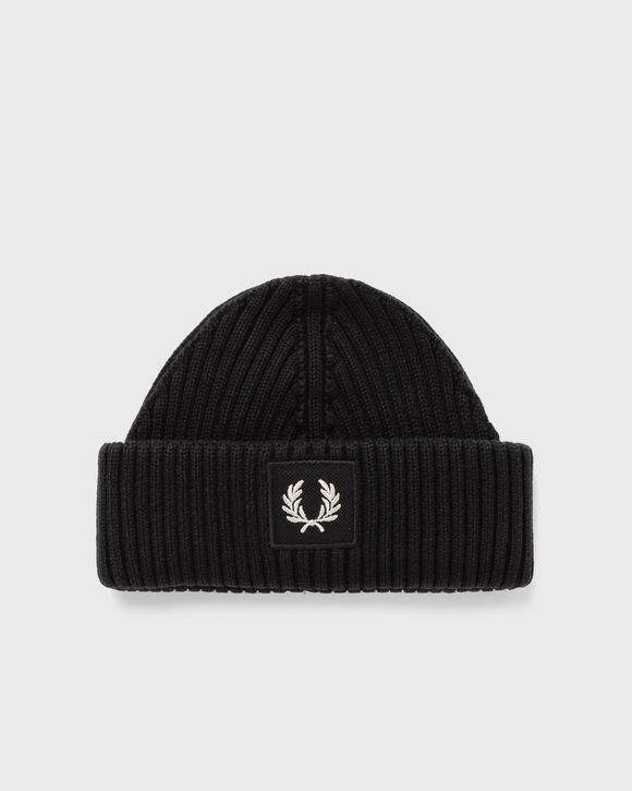 Fred Perry Patch Brand Chunky Rib Beanie Black | BSTN Store