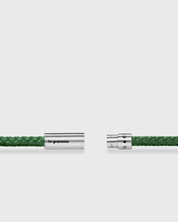 7G GREEN LEATHER CABLE BRACELET