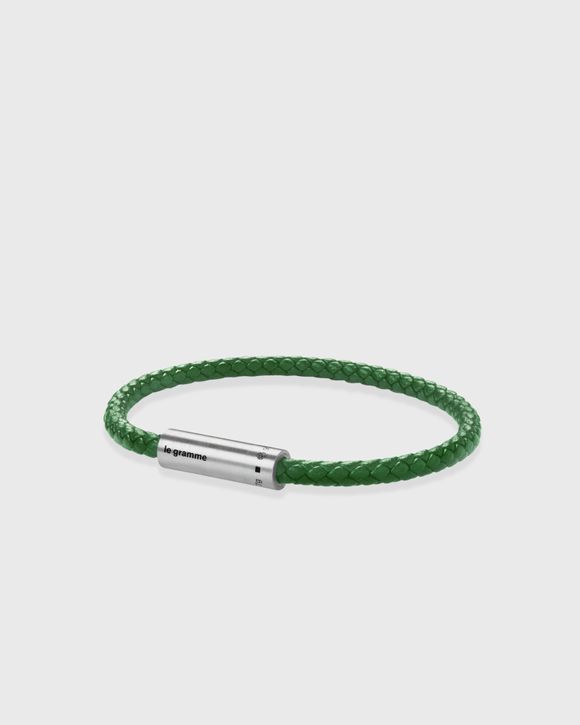 7G GREEN LEATHER CABLE BRACELET