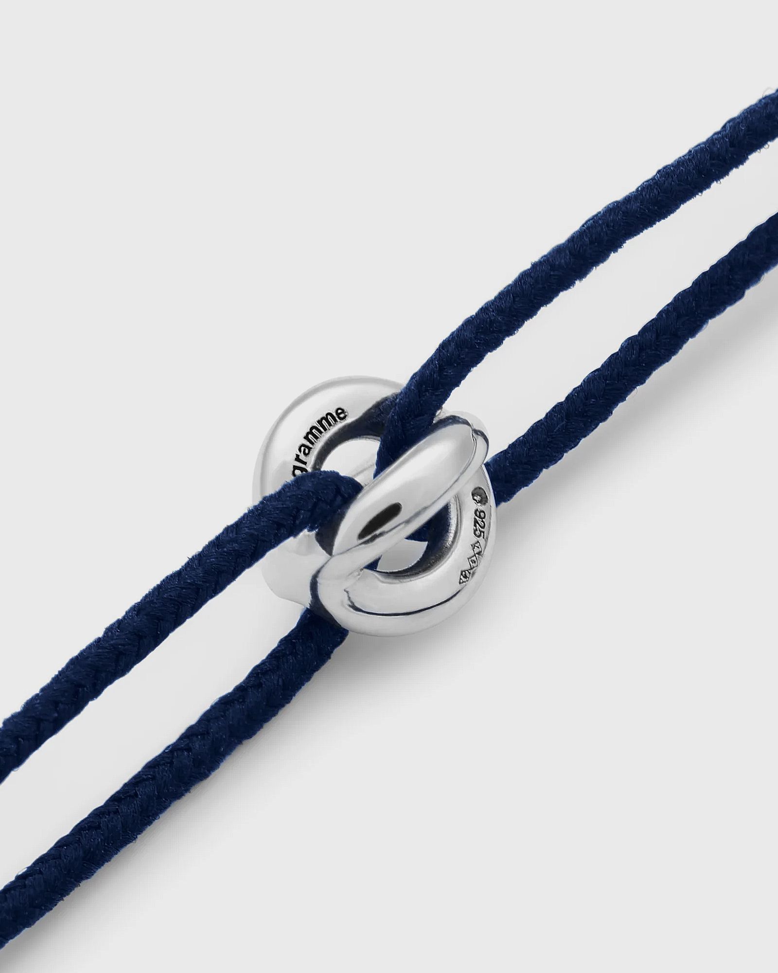 1g polished sterling silver navy entrelacs cord bracelet