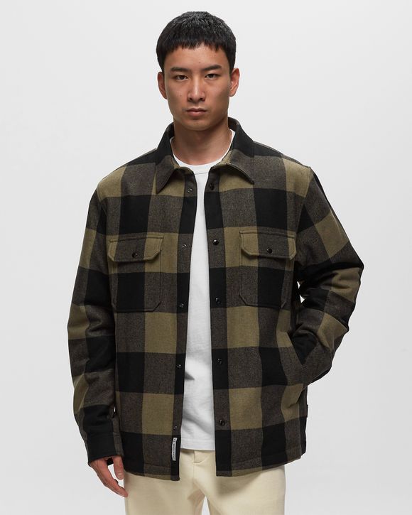 WOOLRICH ALASKAN WOOL CHECK OVERSHIRT Black/Green - GREEN BUFFALO