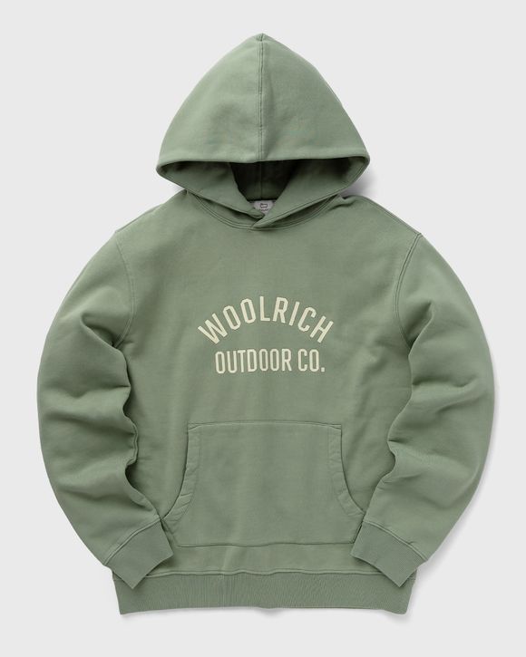 WOOLRICH ORGANIC COTTON SCRIPT HOODIE Green