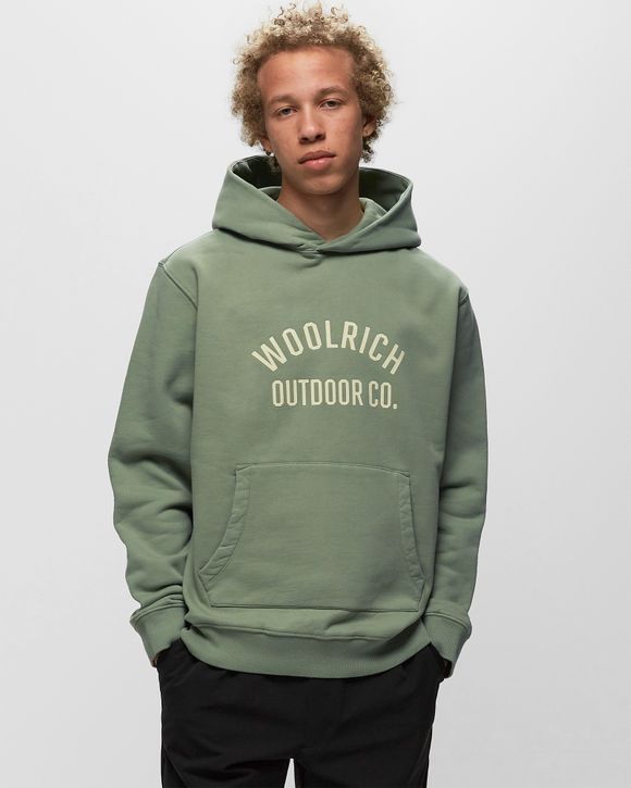 WOOLRICH ORGANIC COTTON SCRIPT HOODIE Green TUNDRA GREY