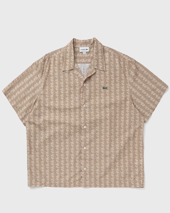 Lacoste SHORT SLEEVED MONOGRAM PRINT SHIRT Beige | BSTN Store