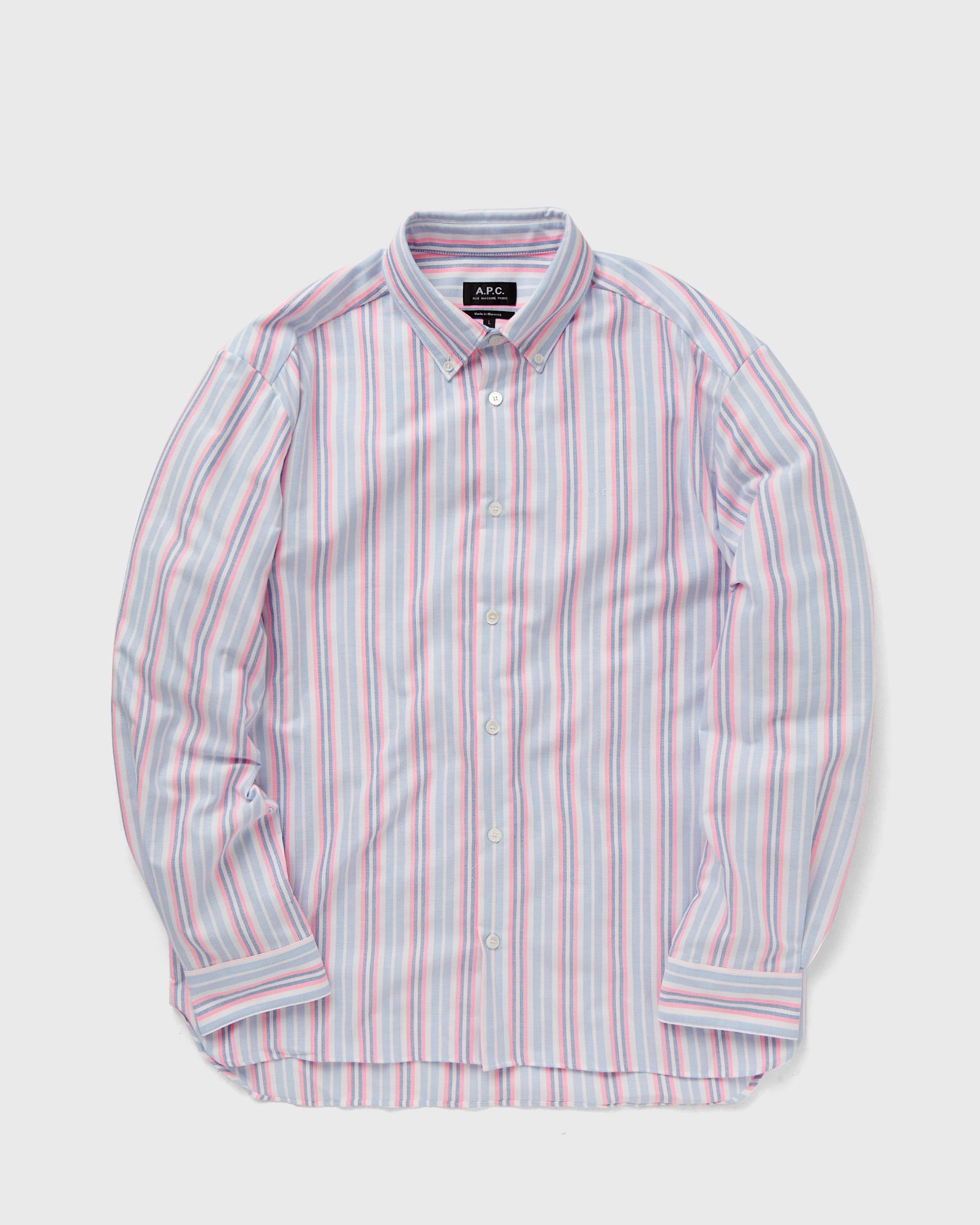 A.P.C. - mathias shirt men longsleeves blue|pink in größe:l