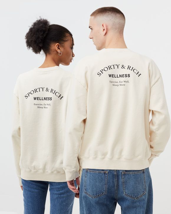 Sporty & Rich Wellness Studio Crewneck White - CREAM/BLACK