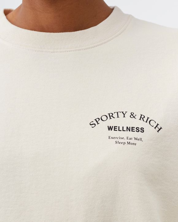 Sporty & Rich Wellness Studio Crewneck White - CREAM/BLACK