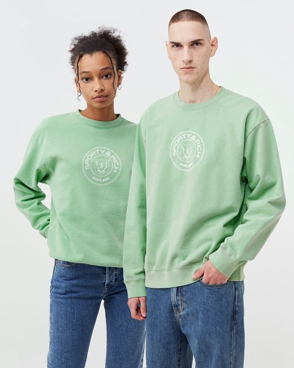 Sporty & Rich Monaco Crewneck Green - SAGE/WHITE